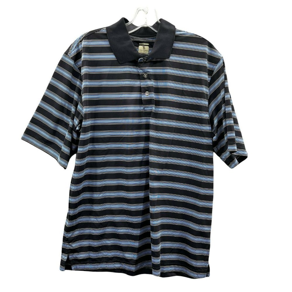 Lone Cypress Pebble Beach Golf Polo Shirt Mens Medium Blue Striped Short…